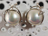Earrings -  Large Mabé Pearls with White Gold and Diamonds