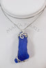 Pendant - Large Blue Sea Glass and Argentium Silver Wirework