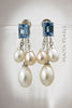 Earrings - Pink and White Oval Pearls with Swiss Blue Topaz