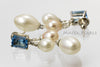 Earrings - Pink and White Oval Pearls with Swiss Blue Topaz