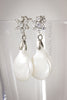 Earrings - Flat Coin Pearl with Flower cut gems