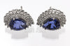 Stud Earrings - Blue and White Sapphires