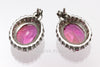 Stud Earrings - Pink Orange Sapphire & 925 Sterling Silver Clasp