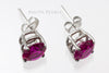 Stud Earrings - Red Ruby & 925 Sterling Silver
