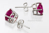 Stud Earrings - Red Ruby & 925 Sterling Silver