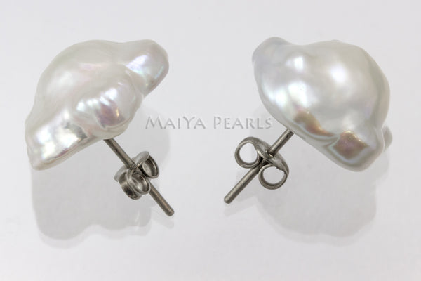 Stud Earrings - Flower Pearl Studs and Sterling Silver Studs