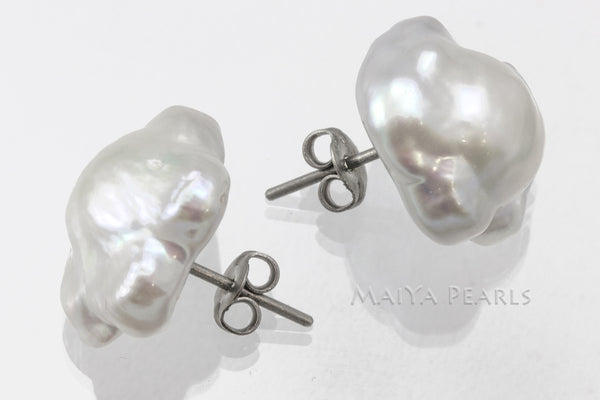 Stud Earrings - Flower Pearl Studs and Sterling Silver Studs