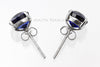 Stud Earrings -  Blue Sapphire & 925 Sterling Silver