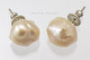 Stud Earrings  -  Peach Baroque Freshwater Pearl
