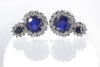 Stud Earrings - Blue Cashmir Sapphire and White Saphire on 925 Sterling Silver