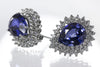 Stud Earrings - Blue and White Sapphires