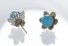 Stud Earrings - Sleep Beauty Turquoise & 925 Sterling Silver Flowers
