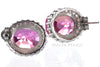 Stud Earrings - Pink Orange Sapphire & 925 Sterling Silver Clasp