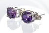 Stud Earrings - Purple Sapphire Studs & 925 Sterling Silver