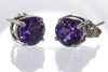 Stud Earrings - Purple Sapphire Studs & 925 Sterling Silver