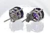Stud Earrings - Purple Sapphire Studs & 925 Sterling Silver