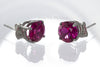 Stud Earrings - Red Ruby & 925 Sterling Silver
