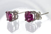Stud Earrings - Red Ruby & 925 Sterling Silver