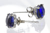 Stud Earrings -  Blue Sapphire & 925 Sterling Silver