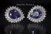 Stud Earrings - Blue and White Sapphires
