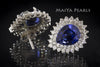 Stud Earrings - Blue and White Sapphires