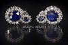 Stud Earrings - Blue Cashmir Sapphire and White Saphire on 925 Sterling Silver
