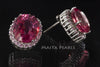 Stud Earrings - Pink Orange Sapphire & 925 Sterling Silver Clasp