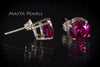 Stud Earrings - Red Ruby & 925 Sterling Silver