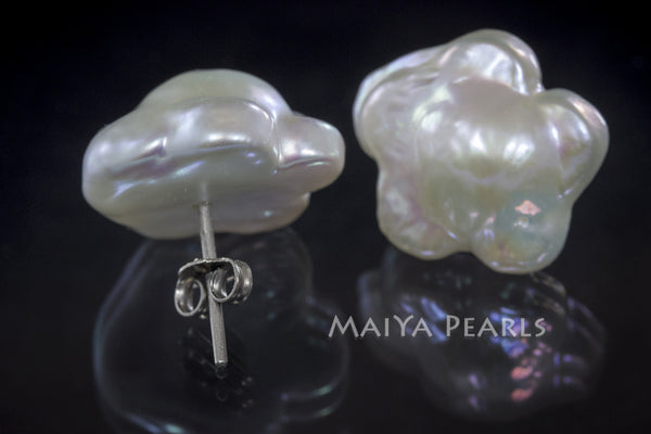 Stud Earrings - Flower Pearl Studs and Sterling Silver Studs