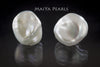 Stud Earrings  -  White Baroque Pearls & 925 Sterling Silver