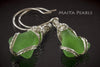 Earrings - Green Sea Glass & Argentium Silver Custom Wirework