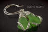 Earrings - Green Sea Glass & Argentium Silver Custom Wirework
