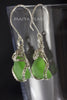 Earrings - Green Sea Glass & Argentium Silver Custom Wirework