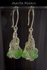 Earrings - Green Sea Glass & Argentium Silver Custom Wirework
