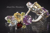 Stud Earrings - Multi-Gemstone Floral Design