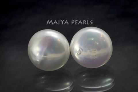 Stud Earrings - White Button Pearls (High Lustre)