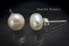 Stud Earrings - White Button Pearls (various sizes)
