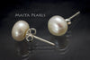 Stud Earrings - White Button Pearls (various sizes)