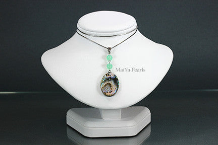 Necklace - Chrysoprase with  Natural Paua Shell