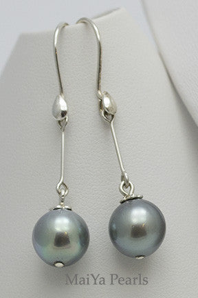 Earrings-Tahiti black Pearl with 925 Sterling Silver