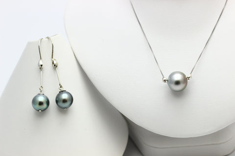 Earrings-Tahiti black Pearl with 925 Sterling Silver
