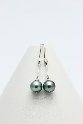 Earrings-Tahiti black Pearl with 925 Sterling Silver