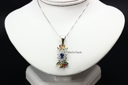 Pendant- Blue Sapphire with multi color gemstones