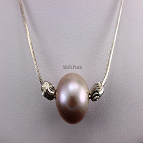 Necklace - Pink round freshwater pearl
