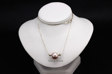 Necklace - Pink round freshwater pearl