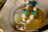 Necklace - Square Moonstone & Turquoise with Wire Sculpted Pearl Charm