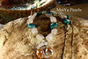 Necklace - Square Moonstone & Turquoise with Wire Sculpted Pearl Charm