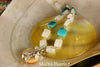 Necklace - Square Moonstone & Turquoise with Wire Sculpted Pearl Charm