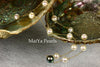 Necklace - Stunning  AA+ Tahiti Black Pearl & Fine White Freshwater Pearl 14k Gold Chain
