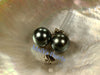 Pearl Studs Earrings - AAA Tahiti Black Pearl Dark Grey with Greenish overtone